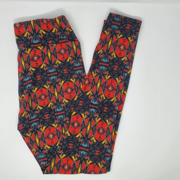 Lularoe Red, Yellow, Black Leggings - Picture 1 of 5
